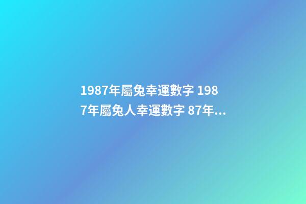 1987年屬兔幸運數字 1987年屬兔人幸運數字 87年屬兔人永遠最旺的數字-第1張-觀點-玄機派